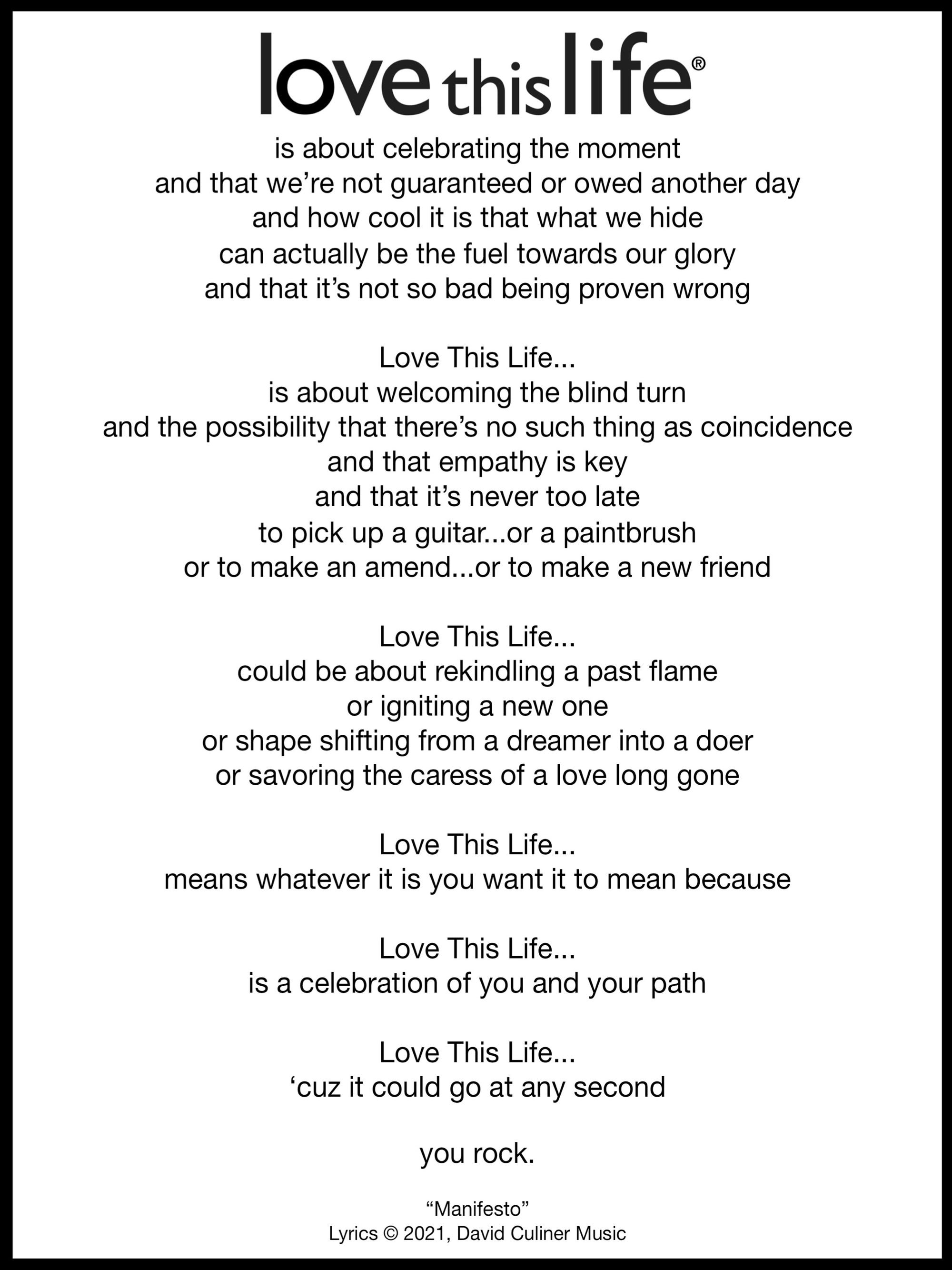 Love This Life Manifesto 5" x 7" Share Cards (10 Per Pack)