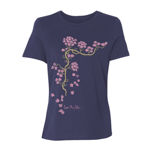 Love This Life Cherry Blossom Tee in Navy